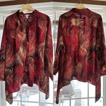 Catherines  Collared Button-Up Top Blouse Asymmetric Artsy Boho Red Plus Size 3X Photo 1