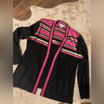 Misook Exclusively  pink black striped pocket knit cardigan sweater fall casual Photo 2