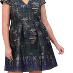 Vince Camuto Plus Size V Neck Cap Sleeve Green Jacquard Dress 16W Women Photo 0