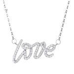 Sterling Silver 925 Elegant Love Letter CZ Pendant Necklace Photo 0