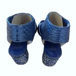 Valentina Rangoni Womens Croc Embossed Leather Block Heel Open Toe Sandals Sz‎ 7 Blue Photo 3