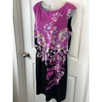 London Times Women Size 12 Floral Print Black Pink Cap Sleeve Sheath Dress Photo 6