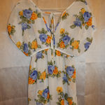 DNA  White Floral Chiffon Semi Sheer Blouse Photo 5