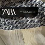 ZARA  New Blue White Round Collar Long Structured Blazer Shoulder Pads Size XL Photo 14