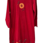 VINTAGE Peaces Maxi cotton dress size Small made in USA Red Photo 0