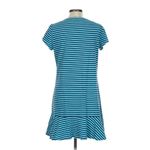 Lands' End Women Casual Dress Teal Blue Tonal Stripe 2X Cotton Short Sleeve Green Photo 6