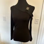 Michael Kors MICHAEL  Asymmetrical One Shoulder Going Out Top Gold MK Logo NEW Photo 1