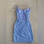 Primavera Couture Primavera Blue Sequin Corset Lace Back Mini Dress, Size 4 Photo 1