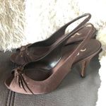 Nina  Brown Peep Toe Sling Back Dress Heels S7.5 Photo 2
