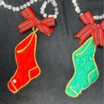 Victoria Jones Vintage  petit beaded sequin Christmas sweater stocking candy cane Photo 3