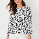 Ann Taylor Floral Mixed Media Lace Sleeve Blouse Photo 0