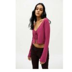 Urban Outfitters NWOT  Women's Pink Uo Leila Ribbed Tie-front Top Photo 2