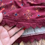 Xhilaration Burgundy Printed Peasant Tunic Top Cold Shoulder M Photo 5