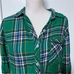 Aerie • Green Plaid Flannel Button Down Sleep Shirt Photo 1