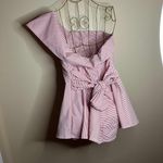 One Shoulder Red And White Pin Striped Bow Blouse Size L Photo 1