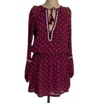 Paige  size Small Mini Dress Cherry Red Shanti Long Sleeve Polka Dot Embroidered Photo 2