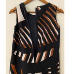 Lafayette 148  XS Italian Fabric Sleeveless Career Dress Navy Blue White Brown Photo 6