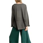 Umgee  Wide Long Sleeve Raw EdgeTrim Boho Shirt in Rust Photo 2