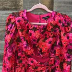 For Love & Lemons  ‘Lauren’ Red Floral Long Sleeve Front Cut Out Mini Dress Small Photo 4