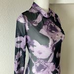 Sheer Dress Black with Purple Flowers Photo 2