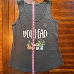 Funny Pot Head Plant Gardening Graphic Gray Sleeveless Scoop Neck Tank Top Small Photo 4