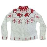 Villager Sport Liz Claiborne Angora Sweater Women's M‎ Gray Red Christmas Zip Size M Photo 0