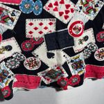 VTG Poker Chips Cards Novelty‎ Top Womens L Colorful Sequins Casino Art to Wear Black Size L Photo 2