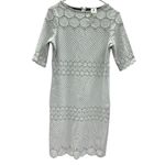 Julia Jordan  White Black Textured Scalloped Hem Half Sleeve Zip Back Dress Sz 6 Photo 7