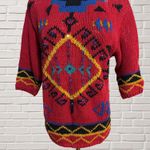 Vintage Jennifer Reed Hand Knit Sweater Red Ramie Cotton Beaded 80s 90s S Photo 0