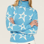Perfect Moment Blue Star Dust Print Knit Merino Wool Turtleneck Ski Sweater M Size M Photo 0