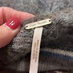 Free People  Latitude 30 Wrap Poncho Shawl Gray Fringe Sweater Stripe VGUC Photo 6