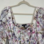 J.Crew  Women's 6 White‎ Floral Square Neck Cinched Waist Top in Kaleidoscope Photo 3
