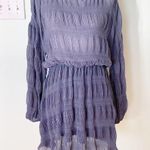 Glam NWT Girly Semi Sheer Stretch Silver Thread Blouson Sleeve Dress Small S Photo 3