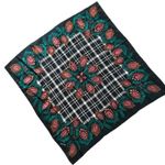 Diane Von Furstenberg  100% Silk Scarf Black Multicolor Paisley Plaid Luxury Photo 3