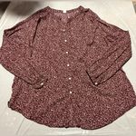 Old Navy Women’s  Small Maroon Floral Print Blouse Button Up Top Shirt Longsleeve Photo 0