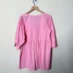 Tuckernuck  Pomander Place Pink Lizzie Mini Dress Babydoll Poplin V-Neck Size M Photo 2