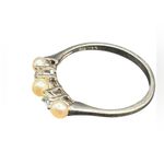 .925 Sterling Silver Avon Cream Pearl And CZ Gem Band Ring Vintage Size 11 Photo 3