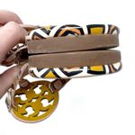 Tory Burch Yellow Pink Geometric Print Patent Leather Miller Sandals Size 8 Photo 9