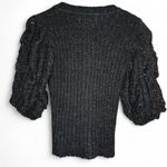 Candie's size S black metallic cardigan with puffy sleeves / ruffles / buttons Photo 2