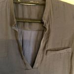 ZARA Trafaluc navy blue blouse top shirt v- neck pocket button Size M Photo 2