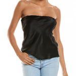 NWT Donni Satiny Tube Top Medium Black Satin Revolve Chic Photo 0