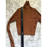 ZARA  Ribbed Knit Turtleneck‎ Cropped Sweater Brown Long Sleeve Top S Photo 3