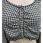 NWT La La Land Creative Co Women's Houndstooth Crop Top, Size S, Long Sleeve, Black Photo 7