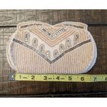 Vtg Beaded Romantic Art Deco Zip Purse Bag Clutch Wallet 7"x4" Belgium Handmade Tan Photo 2