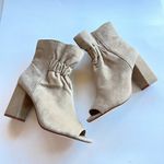 Splendid NEW Rayna Suede Peep Toe Camel Bootie Ankle Boots Heeled Womens Photo 2