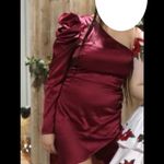 TCEC burgundy one sleeve satin mini dress Photo 2