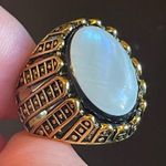 Opal black onyx gemstone 18k gold plated ring size 7.5 Photo 4