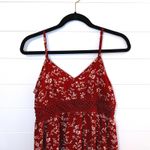 SheIn Womens Red Floral Print Mini Dress Spaghetti Straps Crochet Summer Sundress L Photo 2