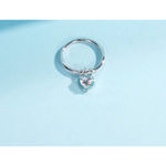Boutique NEW Platinum Plated S925 Simulated Diamond Teal Heart Charm Ring, Size 6 Photo 6