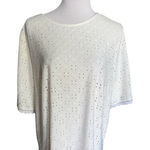 SheIn Womens Curve White Eyelet Crew Neck Lace Sleeve Top Blouse - Sz 2X Photo 0